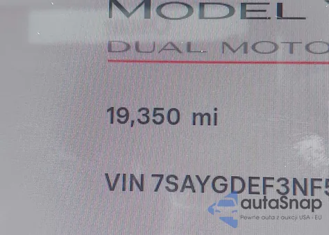 2022 Tesla Model Y Performance Dual Motor All-Wheel Drive z USA, uszkodzony, nr VIN 7SAYGDEF3NF565275